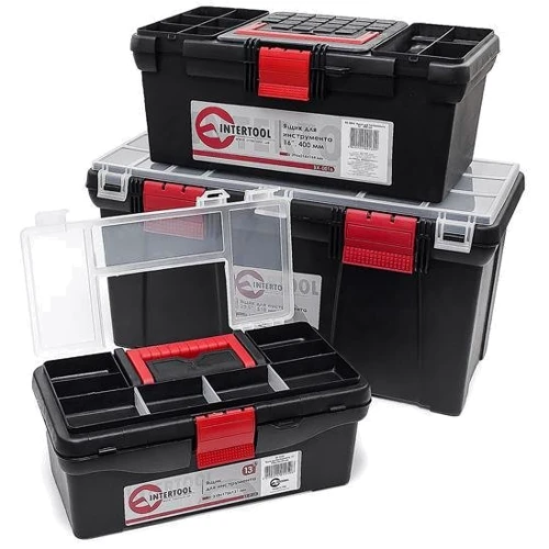 Комплект ящиков для инструмента Intertool BX-0003: Материал ручки пластик