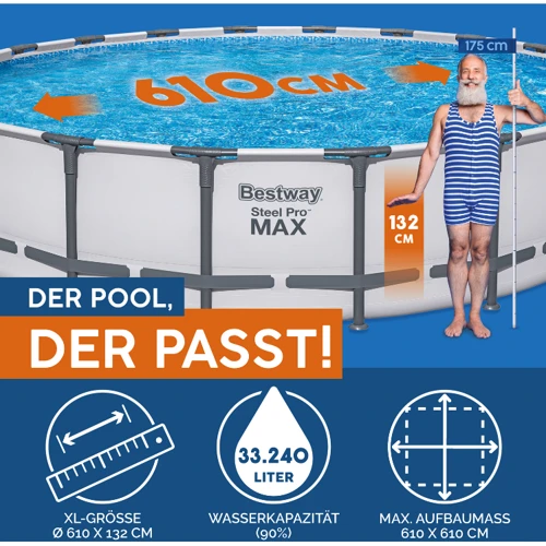 Бассейн Bestway 610-132 см (561FM) (фильтрующий насос, лестница, покрытие бассейна, ремонтная заплатка) фото 3