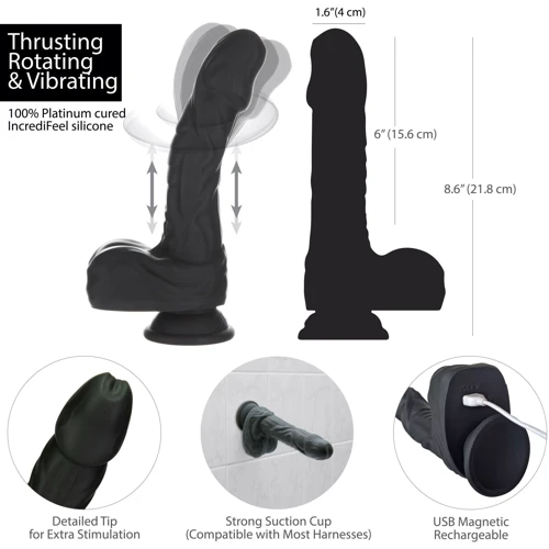 Фаллоимитатор Naked ADDICTION Noir 8.6" Silicone Rotating & Thrusting Vibrating Dildo with Remote