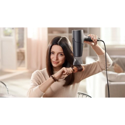 Фен Philips BHD504/00: Дополнительные параметры Подача холодного воздуха, Петля для подвешивания, Концентратор, Ионизация, Защита от перегрева, Вращ