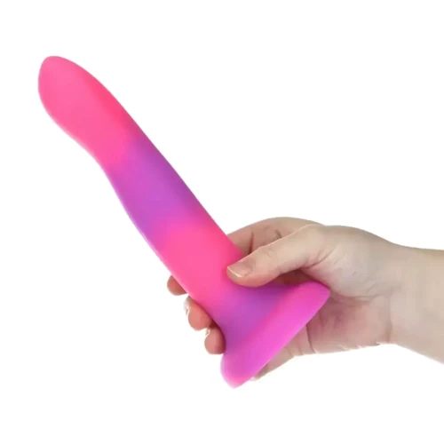 Светящийся в темноте фаллоимитатор ADDICTION - Rave - 8" Glow in the Dark Dildo - Pink Purple