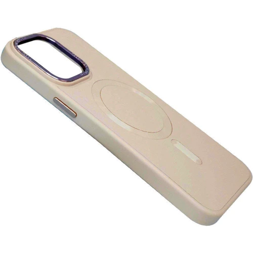 Чехол для iPhone TPU Case Bonbon Leather Metal Style with MagSafe Light Pink for iPhone 15 Pro Max: Материалы искусственная кожа