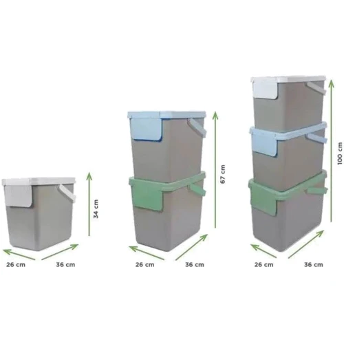 Контейнеры для сортировки мусора и отходов Snips комплект 3х30 л бежево-серый (8001136907647)