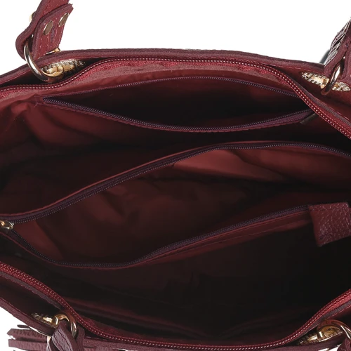 Женская сумка тоут Ricco Grande бордовая (1L953-burgundy): Застежка Молния