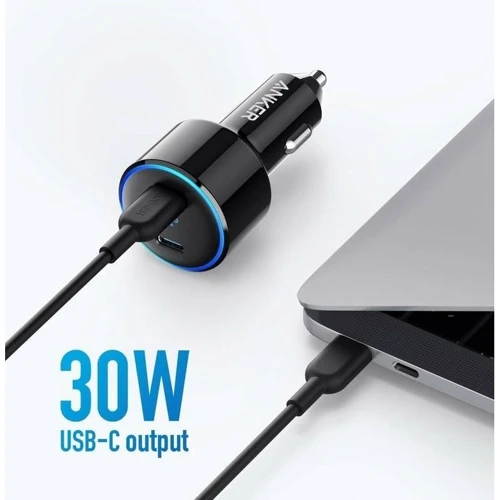 Зарядний пристрій ANKER USB-С Car Charge PowerDrive + III Duo - 30W PD + 18W USB-C Black (A2725H11): Кабель в комплекті Відсутнє