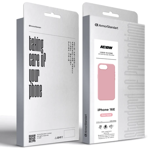 Чехол для iPhone ArmorStandart ICON2 Case Pink Sand for iPhone 16e (ARM83965): Материалы Силикон
