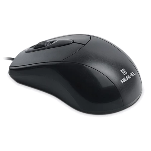 Мишка REAL-EL RM-207, USB, black: Ергономіка для правої і лівої руки