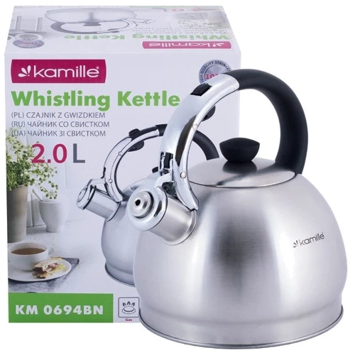 Чайник Kamille 2 л (KM-0694BN): Особенности Фиксированная ручка, Свисток