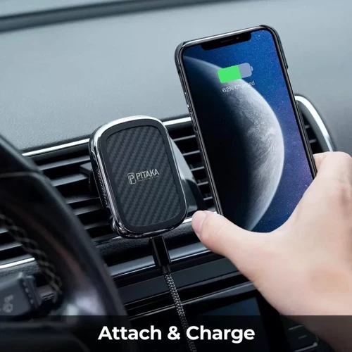 Держатель Pitaka Car Holder Wireless Charger Air Vent MagEZ Black/Gun Metal (CM3001QBGM): Совместимость универсальный