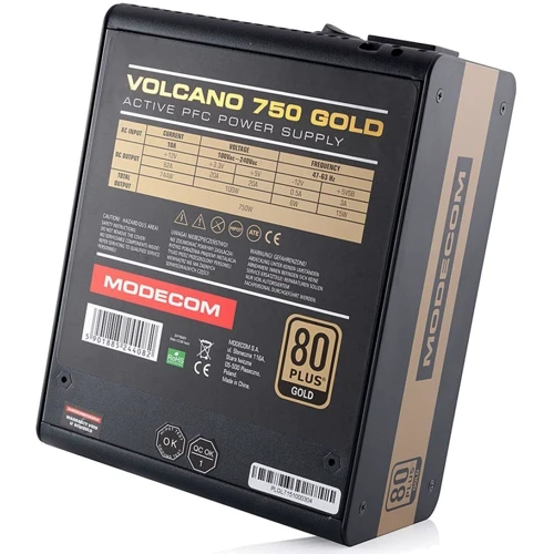 Блок живлення Modecom 750W VOLCANO (ZAS-MC90-SM-750-ATX-VOLCA): ККД,% 90