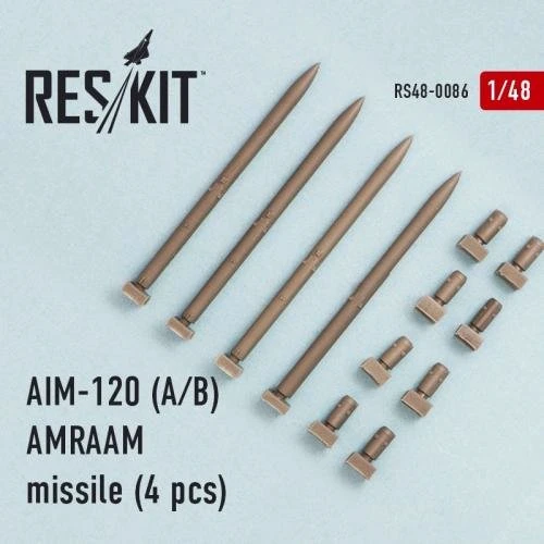 Набор вооружений RESKIT Американская управляемая ракета AIM-120 (A/B) AMRAAM, 4 шт. RS48-0086