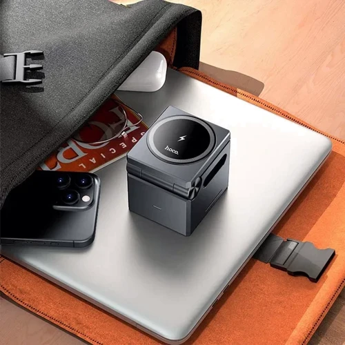 Зарядное устройство Hoco Wireless Charger CQ8 Folding 3in1 Gray for iPhone 16 I 15 I 14 I 13 I 12 series, Apple Watch and Apple AirPods фото 8