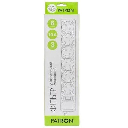 Сетевой фильтр Patron EXT-PN-SP-1063W: Количество розеток, шт 6