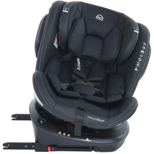 Автокресло El Camino (0-36кг) ME 1045-1 EVOLUTION 2 360 ISOFIX (black luxe): Внутренние ремни 5-ти точечные ремни безопасности с мягкими накладками регулируются под рост ребенка