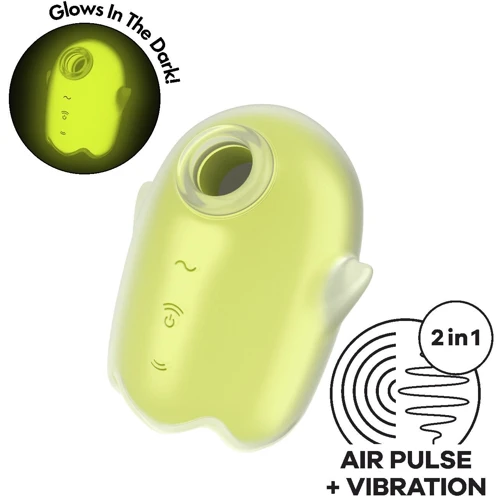 Вакуумный клиторальный стимулятор с вибрацией Satisfyer Glowing Ghost Yellow