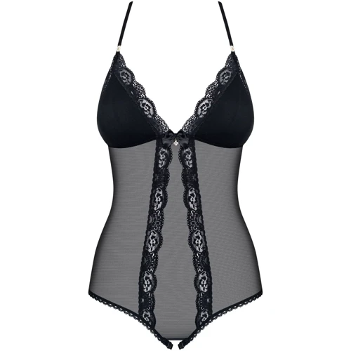 Прозрачное боди с пикантным вырезом Obsessive 841-TED-1 black S/M