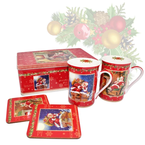 Набір Jingle bells 2 шт + пробкові підставки у металевій коробці 2 шт (h 10 см 250 мл) (880-9001)