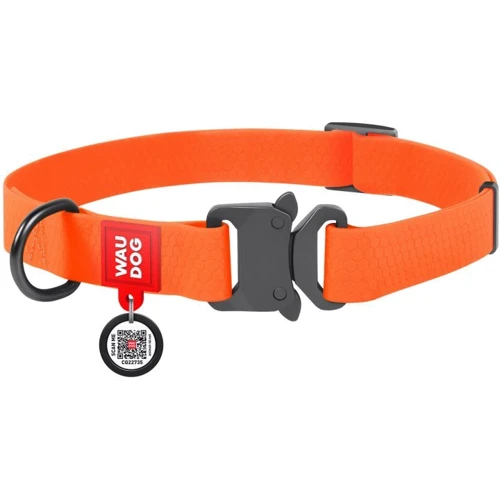 Нашийник для собак WAUDOG Waterproof c QR-паспортом металева пряжка-фастекс 20 ммx24-40 см помаранчевий (27934)