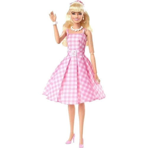 Коллекционная кукла Barbie The Movie Perfect Day Марго Робби в клетчатом платье (HPJ96) фото 6