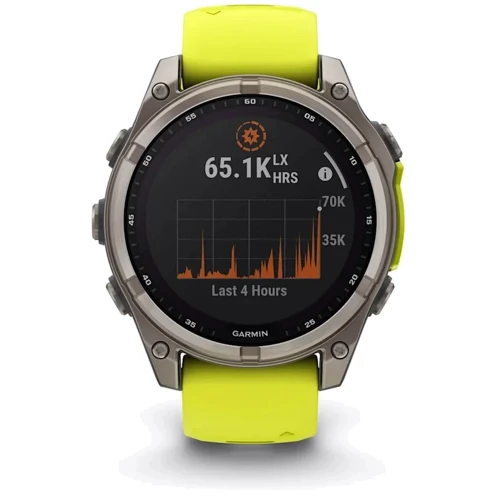 Смарт-часы Garmin Fenix 8 Solar 47mm Sapphire Titanium with Amp Yellow/Graphite Silicone Band (010-02906-21): Дисплей 1.3" (260x260) / Sapphire Crystal