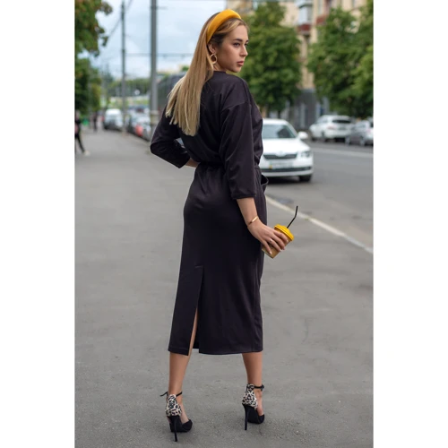 Сукня FLFashion Луїза Хпл 3174 48 коричневе повсякденне подовжене міді: Склад Еластан, поліестер