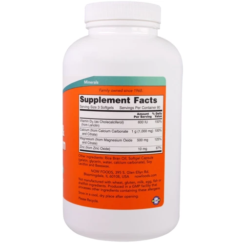 NOW Foods Calcium & Magnesium with D3 and Zink Softgels 240 caps: Тип Мультиминералы