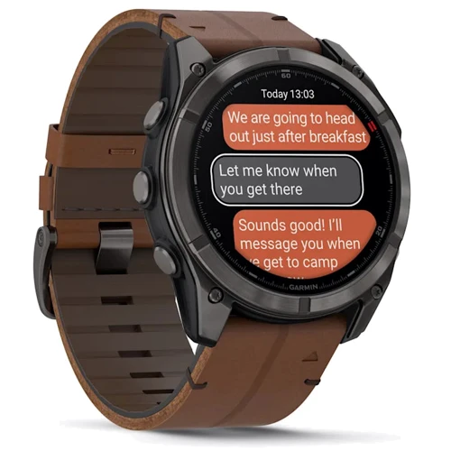 Смарт-часы Garmin Fenix 8 Pro AMOLED 51mm Sapphire Carbon Grey DLC Titanium with Chestnut Leather Band (010-03199-40)