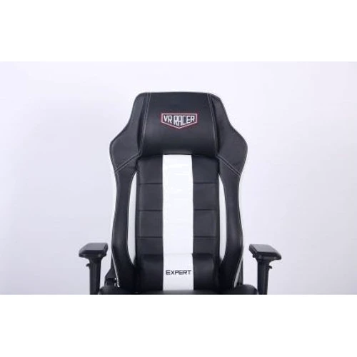 Кресло AMF VR Racer Expert Superb черный/белый (546687): Оснащение с колесиками, поясничный валик, подлокотники, подголовник, механизм качания, с крестовиной