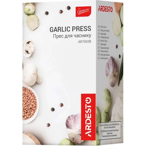 Прес для часнику Ardesto Gemini 12 см нержавіюча сталь пластик Чорний (AR7002B)