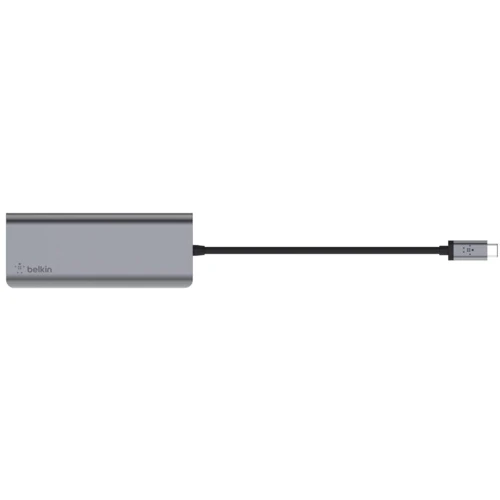 Адаптер Belkin Adapter USB-C to HDMI+SD+2xUSB+RJ45+USB-C Grey (AVC008BTSGY): Дополнительные разъемы USB-C, Ethernet, HDMI, USB OTG, SD+TF Card