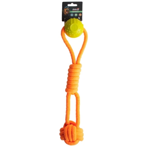 Интерактивная игрушка AnimAll GrizZzly 9864 канат с мячиком для собак 41х7х7 см PS040247-2 оранжевая (149158)