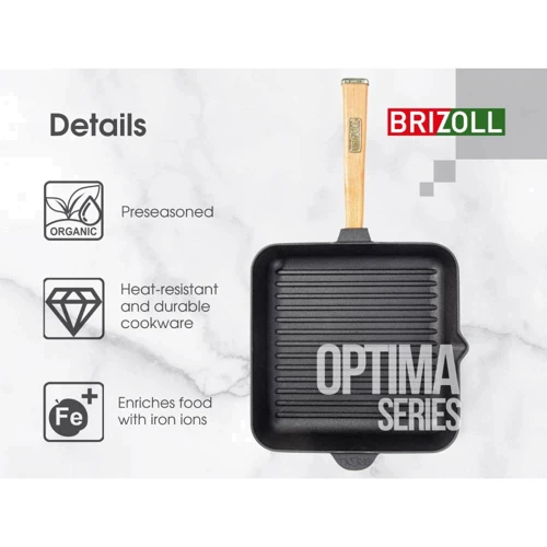Чавунна сковорода гриль Brizoll Optima 280х280х50 мм (O282850G-P)