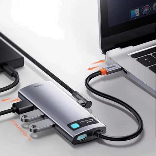 Адаптер Baseus Adapter USB-C to 3xUSB 3.0+HDMI+USB-C PD Gray (WKWG020013) фото 5