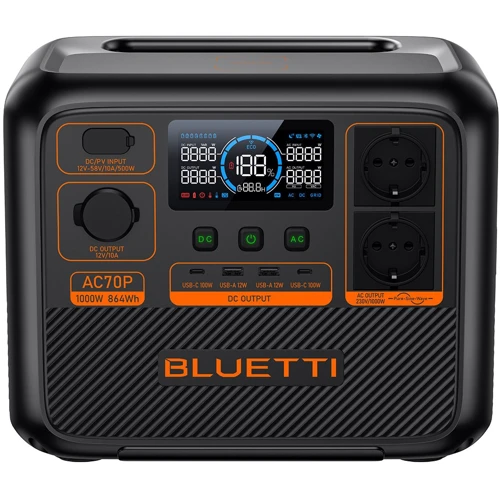 Зарядна станція Bluetti AC70P 864Wh 1000W UA: Ємність акумулятора, Вт/год 864