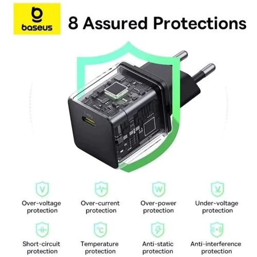 Зарядное устройство Baseus USB-C Wall Charger Palm 1C 30W with USB-C Cable Black (P10111605113-01) фото 7