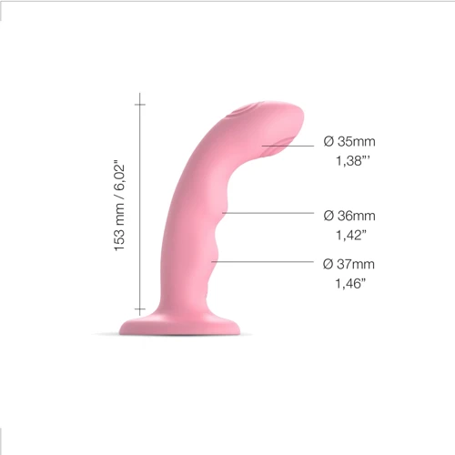 Насадка для страпона с двойной точечной пульсацией Strap-On-Me Tapping Dildo Wave - Coral Рink