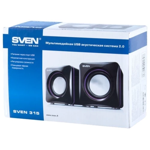 Акустична система SVEN 315 Black: Діапазон відтворюваних частот 100-20000 Гц