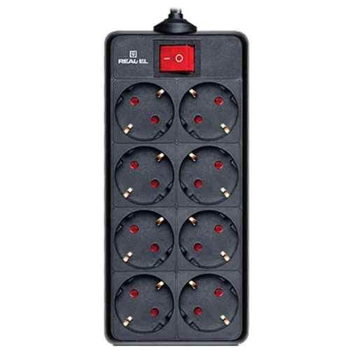 Сетевой фильтр REAL-EL REAL-EL RS-8 PROTECT, 1.8m, black (EL122300021)