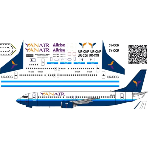 Декаль BSmodelle для самолета Боинг 737-400 YanAir (BSM144389)