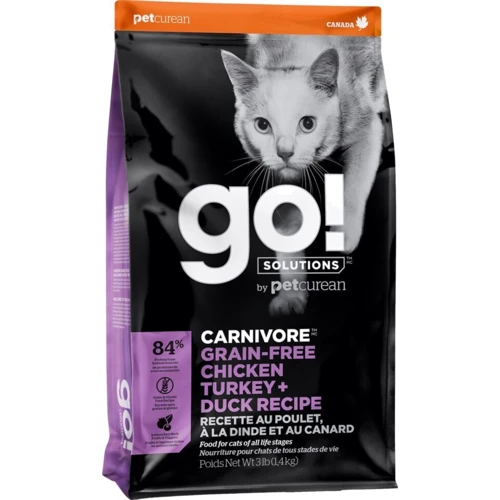 Сухий корм для котів та кошенят GO! Carnivore Grain Free Chicken, Turkey + Duck Recipe Cat Formula - Гоу! з курятиною, індичкою та качкою 7.3 кг (815260005272)