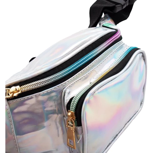 Женская поясная сумка Valiria Fashion серебристая (4DETBP6013-11): Фактура Глянцевая, Гладкая