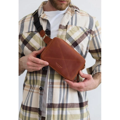 Сумка поясная BlankNote Dropbag Mini Crazy Horse светло-коричневый (BN-BAG-6-k-kr): Застежка Молния