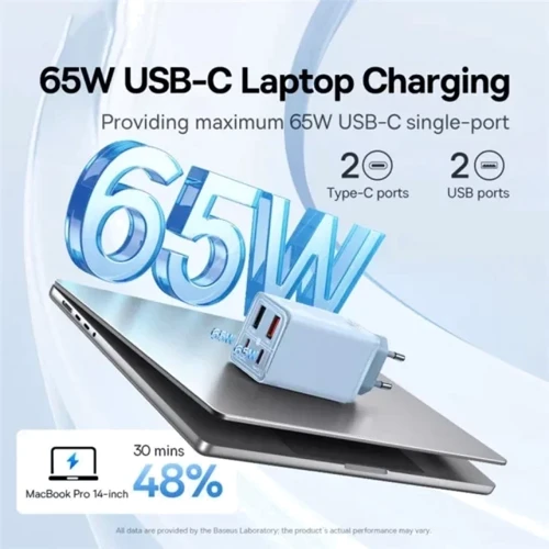 Зарядное устройство Baseus Wall Charger GaN6 Pro 2хUSB-C+2xUSB 65W Purple with USB-C Cable (P10162701533-00): Количество USB-портов 4