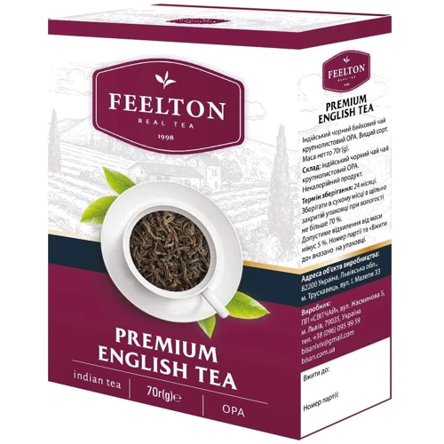 Чай Feelton черный Premium English Tea ОРА 70 г (4820186121452)