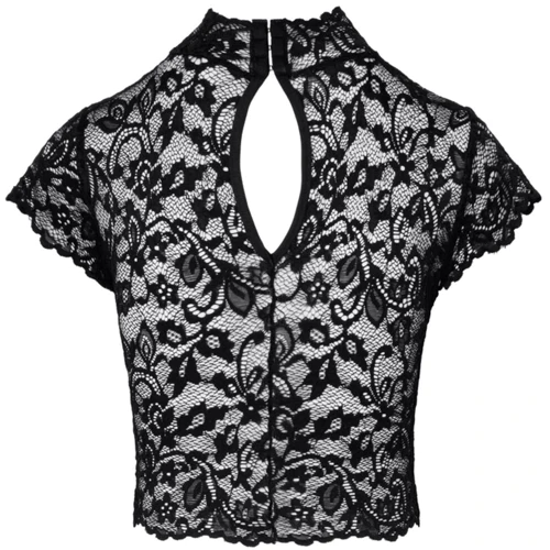 Топ Noir Handmade F303 Essence lace top with high collar Вlack, XXL