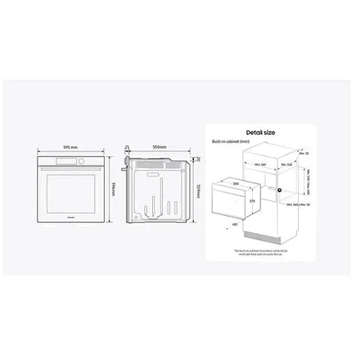 Духовой шкаф электрический Samsung NV7B6685AAN: Мощность подключения, Вт 3950