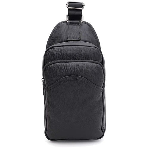 Мужская сумка-слинг Borsa Leather через плечо черная (K1a1003bl-black)
