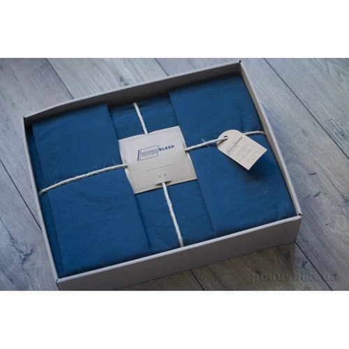 Комплект постельного белья SoundSleep Stonewash Adriatic dark blue синий, Двуспальный евро (92370821): Материал хлопок, ранфорс