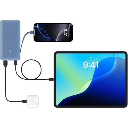 Зовнішній акумулятор Belkin Power Bank 20000mAh Integrated Cable USB-C 30W Blue (BPB024HQBL)