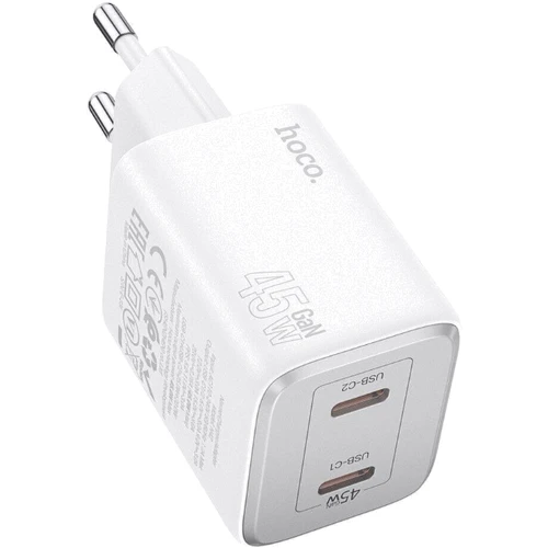 Зарядное устройство Hoco Wall Charger N42 Elogiado 2xUSB-C 45W White